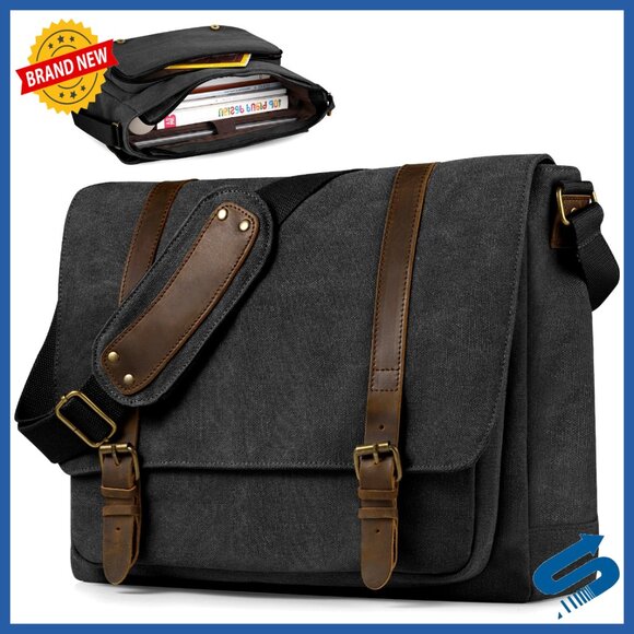 Vintage Canvas Messenger Bag Retro Classic Laptop Satchel Adjustable Strap
